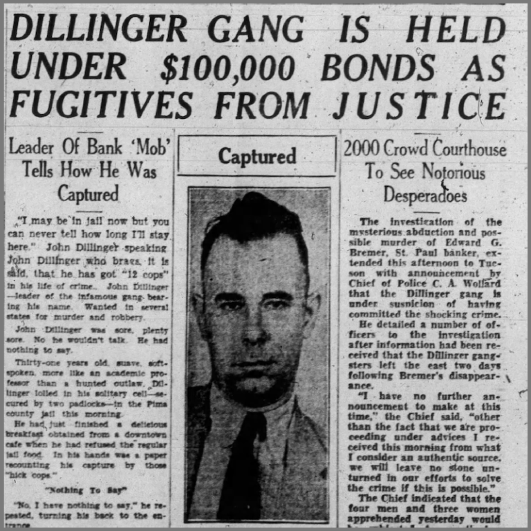 Dillinger newspaper clipping